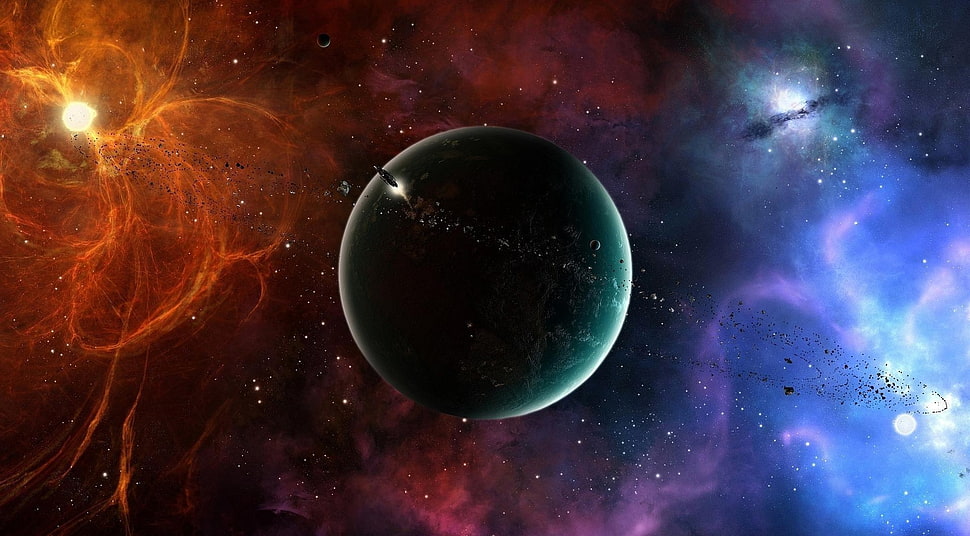 sun, star and planet graphics HD wallpaper