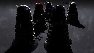 five assorted-color robots, Doctor Who, Daleks, science fiction
