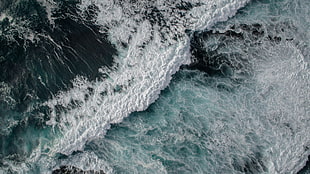 bird's eye view of ocean waves HD wallpaper