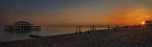 black fish cage on body of water, Philippines, sunset HD wallpaper
