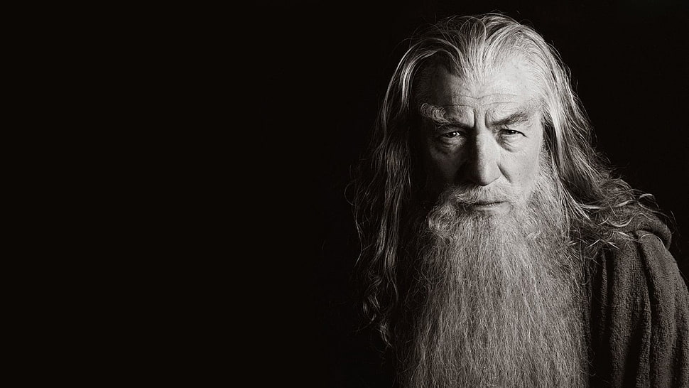 Lord of the Rings Gandalf in grayscale photo, Gandalf HD wallpaper