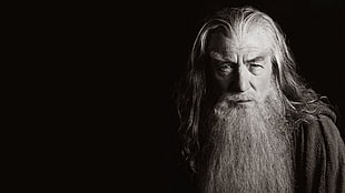 Lord of the Rings Gandalf in grayscale photo, Gandalf