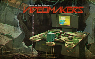 Videomakers text overlay, Adventure Time, BMO, Finn the Human, Jake the Dog