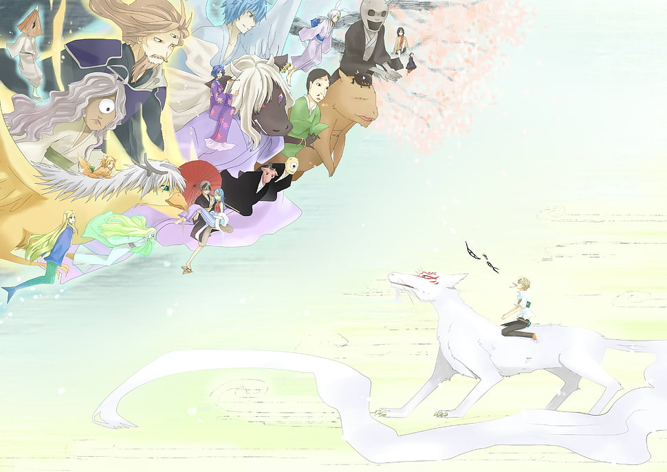 white and pink flower painting, Natsume Book of Friends, Natsume Yuujinchou HD wallpaper