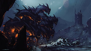 dragon digital wallpaper, fantasy art, Dark Souls, hydra