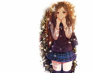brown haired girl anime HD wallpaper