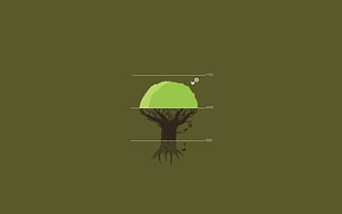 brown and green tree illustration, minimalism, trees, nature, digital art