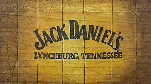 Jack Daniel's logo, wood, wooden surface, whiskey, brand