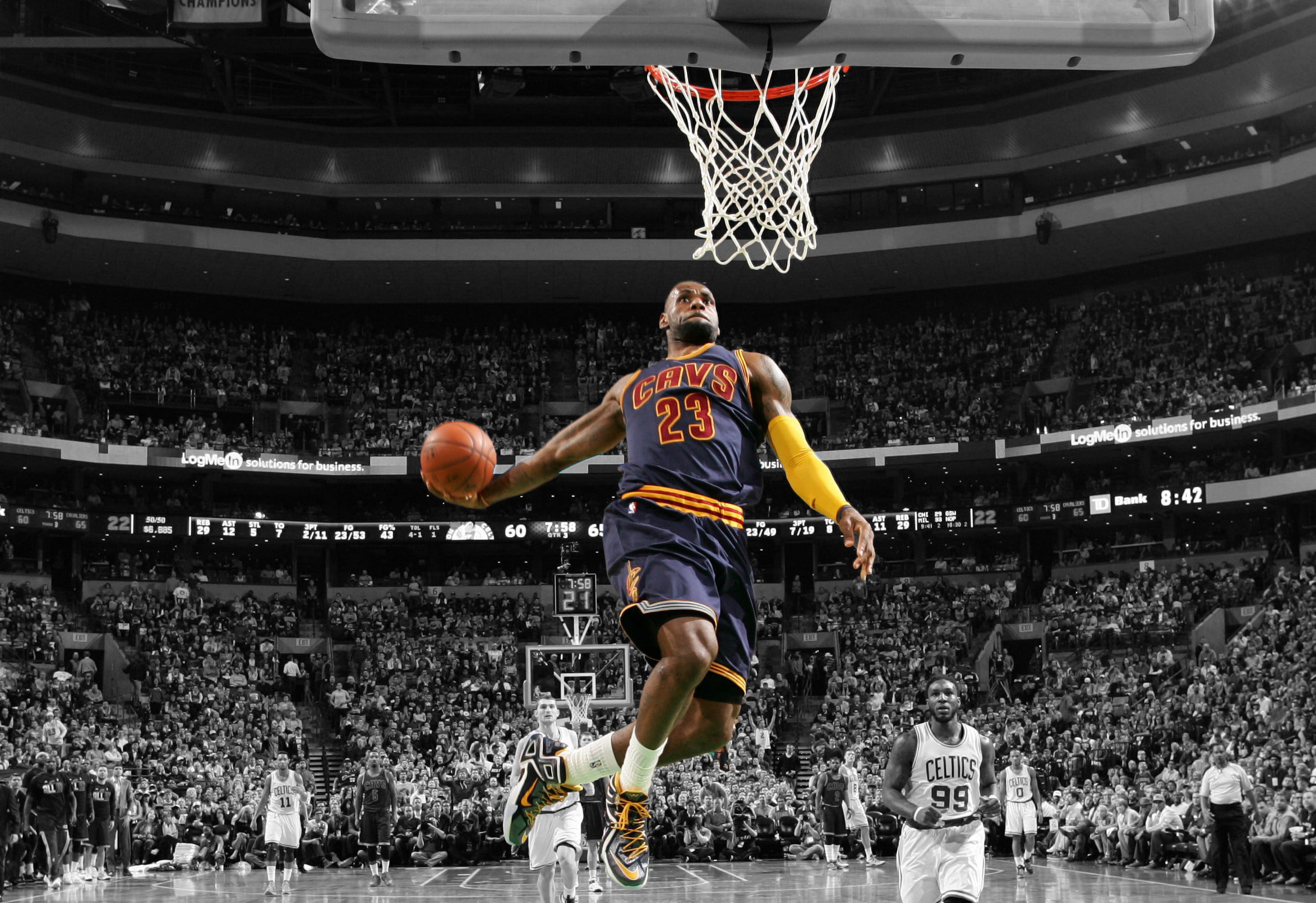 LeBron James slamdunk wallpaper, LeBron James, NBA, basketball