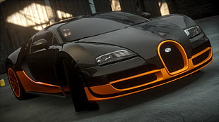 black Buggati car, Bugatti Veyron, Bugatti, Bugatti Veyron Super Sport, Need for Speed: The Run HD wallpaper