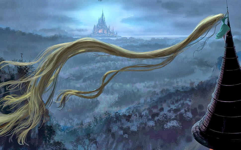 tower fantasy art, fantasy art, Rapunzel HD wallpaper
