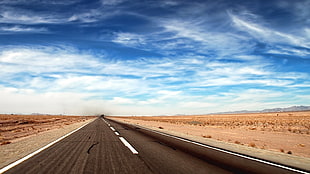 empty road between brown field, iran HD wallpaper