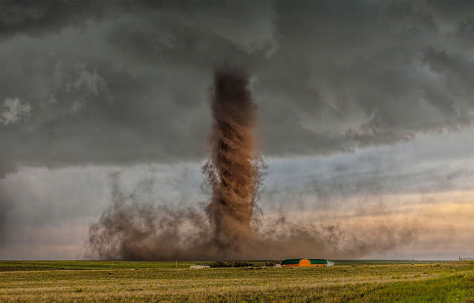 brown and white abstract painting, tornado HD wallpaper