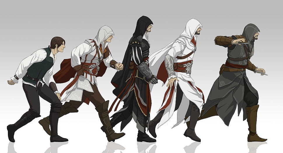 Assassin's Creed evolution illustration HD wallpaper