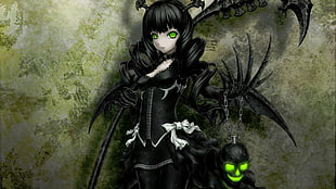 green eye black haired female animal character
