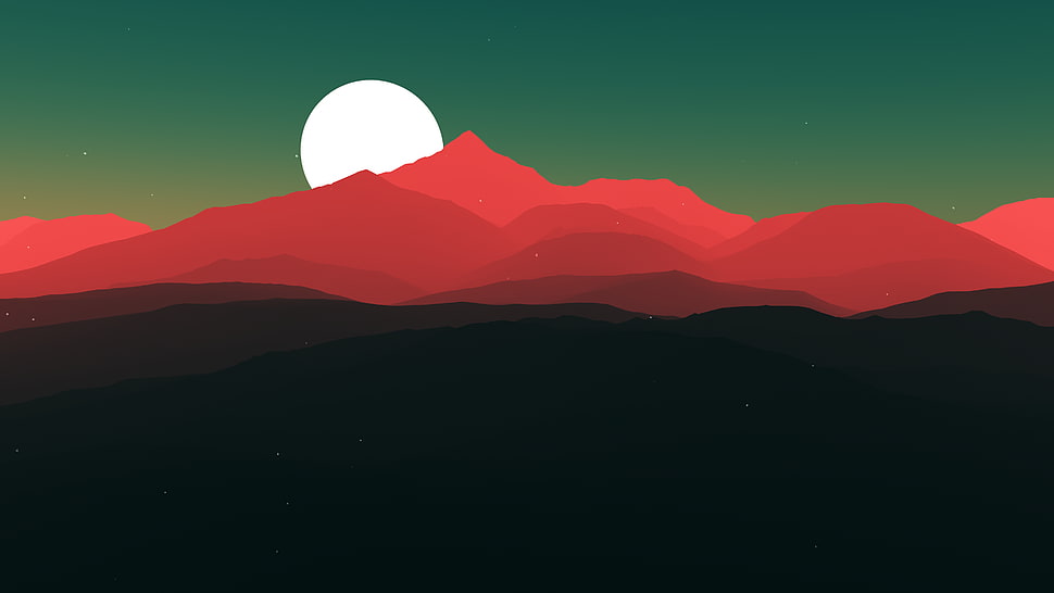 red mountain illustration HD wallpaper