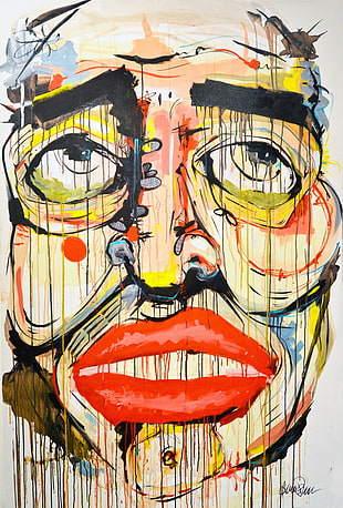 human face abstract painting, artwork, painting, canvas, face