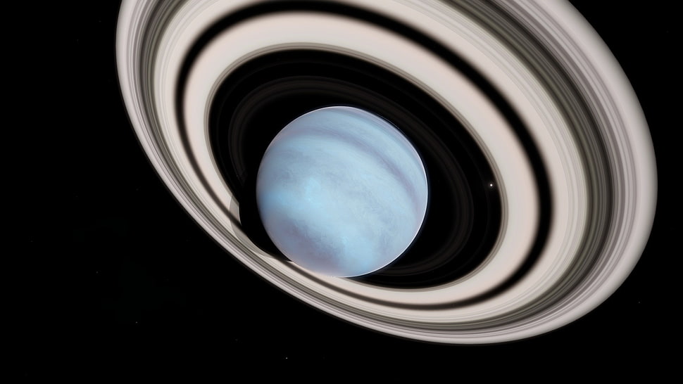 white and black ceramic bowl, space, Space Engine, planet, Uranus HD wallpaper