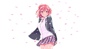 female anime character with pink hair, Yahari Ore no Seishun Love Comedy wa Machigatteiru, Yuigahama Yui HD wallpaper
