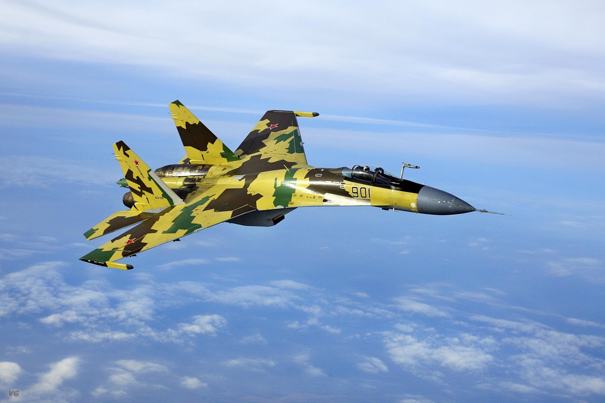 brown, yellow, and green camouflage fighter jet, military, military aircraft, Sukhoi Su-35, aircraft