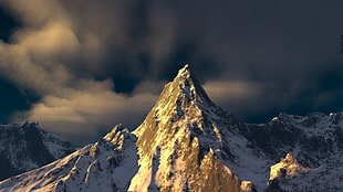 mountain covered snow, 3D, render HD wallpaper