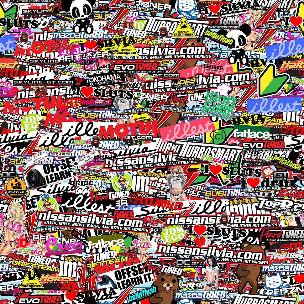 assorted logos illustration, Sticker Bomb, sticks, bombs HD wallpaper