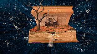 brown tree book illustration, Photoshop, photo manipulation, books