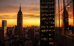 Empire state building photography during sunset