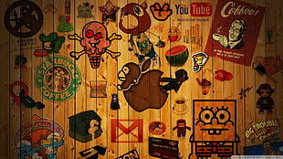 assorted-color stickers, logo, colorful, digital art, smurfs HD wallpaper