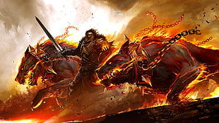 animal and man holding sword wallpaper