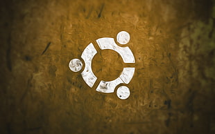 round white logo, brown, symbols, abstract, Ubuntu HD wallpaper