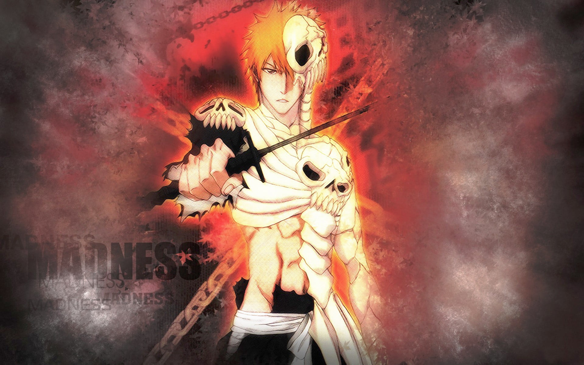 Madness Ichigo graphic wallpaper, anime, Bleach, Kurosaki Ichigo, Hollow