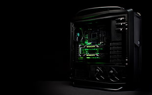 turned on gaming computjer tower HD wallpaper