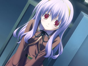 female anime character in school uniform digital wallpaper