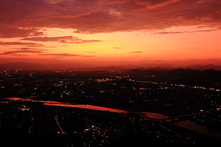 city under sunset sky, photography, nature, landscape, cityscape HD wallpaper