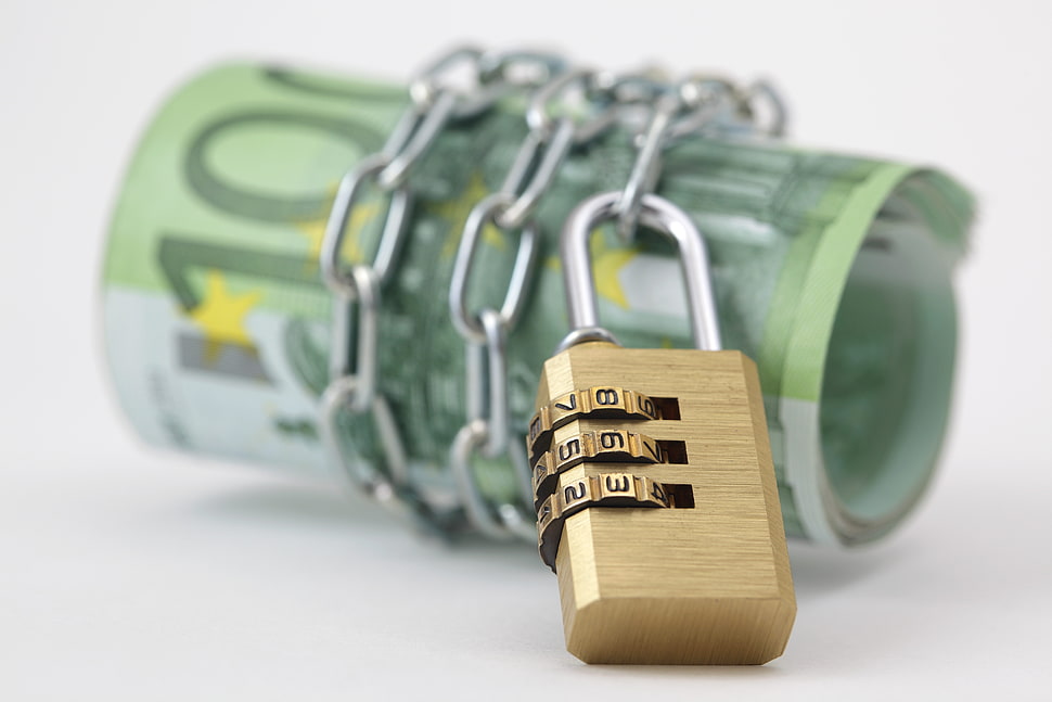 Banknotes,  Euro,  Chain code lock HD wallpaper
