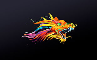 multicolored dragon head decor HD wallpaper