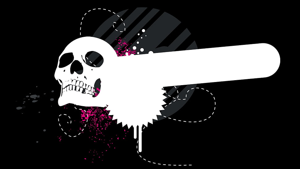 white skull illustration, skull, grunge, vector, black background HD wallpaper