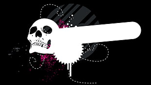 white skull illustration, skull, grunge, vector, black background