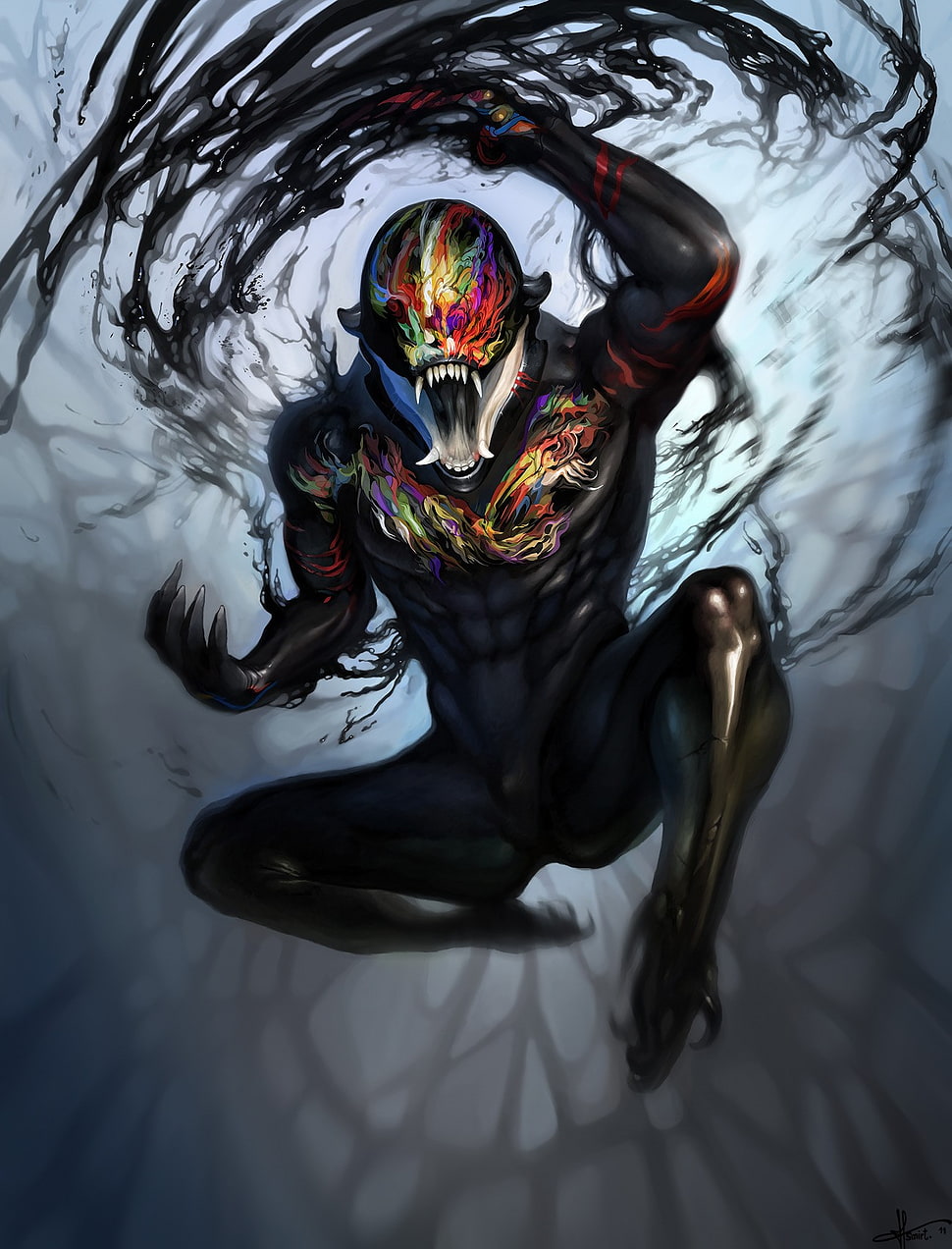 black alien digital wallpaper, creature, digital art HD wallpaper