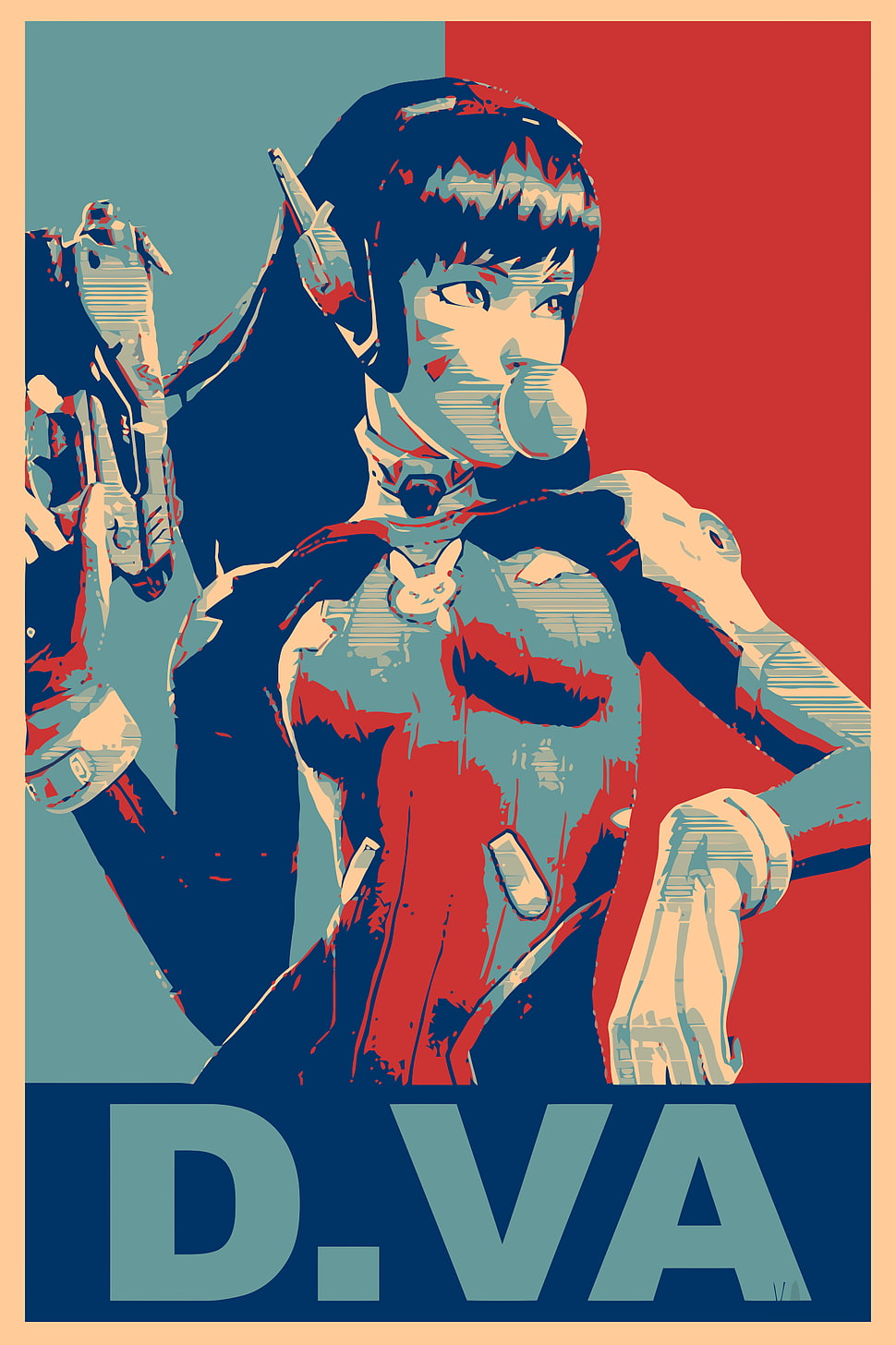 D.Va artwork, propaganda, D.Va (Overwatch), Overwatch, Gamer HD wallpaper