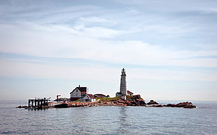 white lighthouse, island, lighthouse