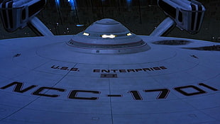 white U.S.S Enterprise spacecraft poster, USS Enterprise (spaceship), Star Trek, science fiction, movies