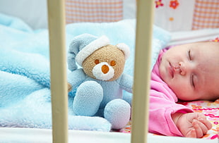Baby,  Sleep,  Teddy bear,  Toy HD wallpaper