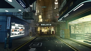 Soloto neon signage, Deus Ex: Human Revolution, video games, urban, city HD wallpaper