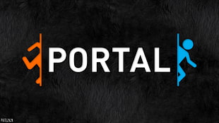 Portal logo, Portal (game), blue, orange, Gamer HD wallpaper