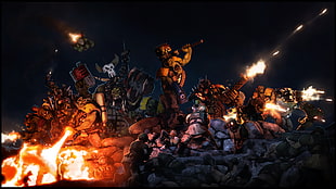 Warhammer 40,000, orcs, imperial guard, battle HD wallpaper