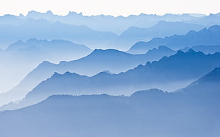 silhouette of mountains, landscape, nature