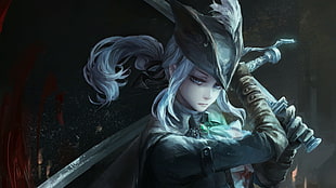 female game character, fantasy art, Bloodborne, Lady Maria