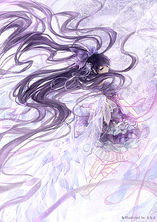 girl with purple hair anime wallpaper